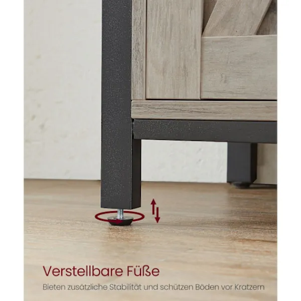 Rootz Living Sideboards>Rootz Greige svart skänk - Spånskiva stålskåp - Förvaringsenhet - Justerbara hyllor - 33cm x 100cm x 80cm