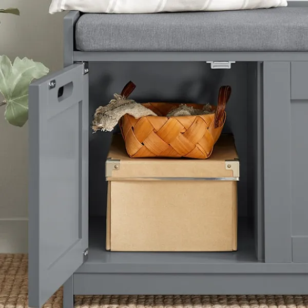 Rootz Living Sideboards>Rootz hallbänk med skoförvaring - Skoskåp - Entréorganisator - Bekväm vadderad sits - Avtagbar kudde - MDF-konstruktion - 90 cm x 45 cm x 35 cm