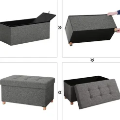 Rootz Living Sittpuffar>Rootz Hocker - Puff - Förvaringsutrymme - Mörkgrå - 76 x 38 x 40