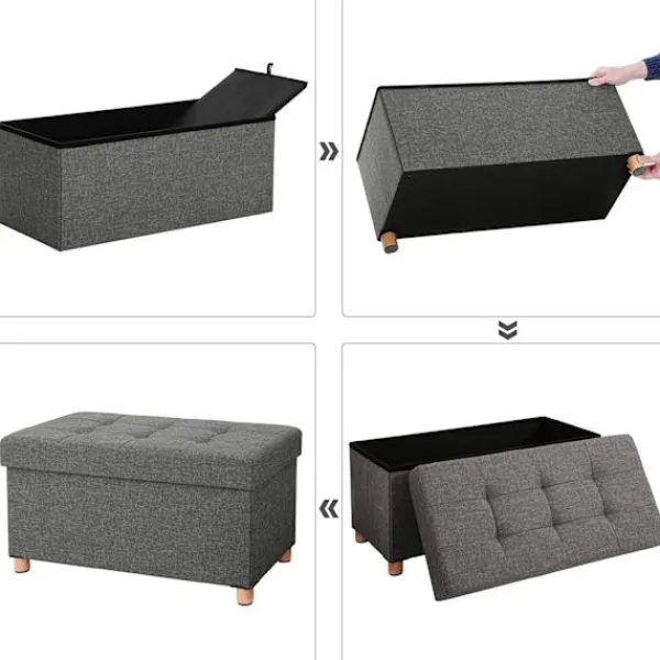 Rootz Living Sittpuffar>Rootz Hocker - Puff - Förvaringsutrymme - Mörkgrå - 76 x 38 x 40