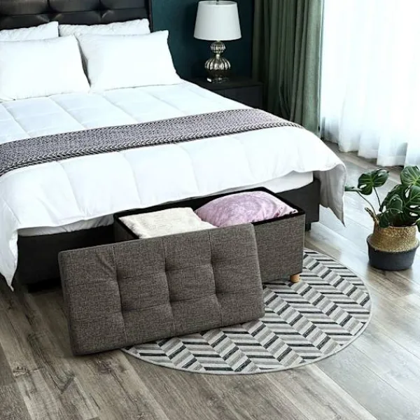 Rootz Living Sittpuffar>Rootz Hocker - Puff - Förvaringsutrymme - Mörkgrå - 76 x 38 x 40