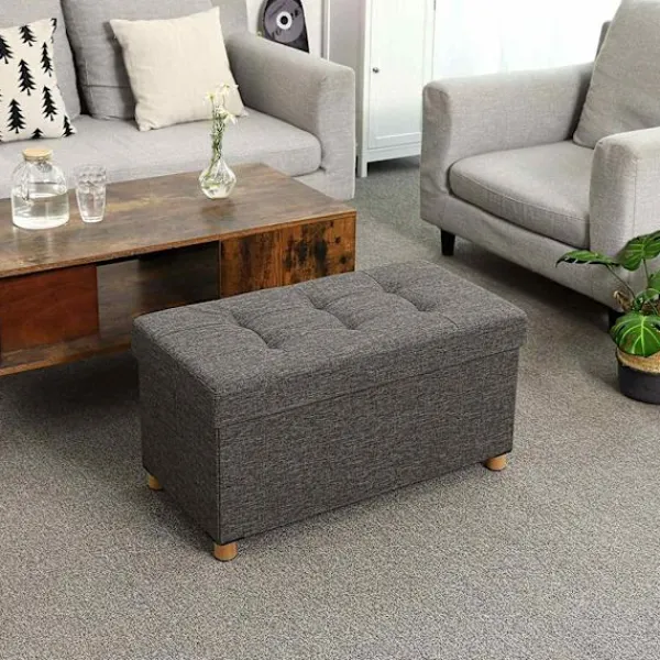 Rootz Living Sittpuffar>Rootz Hocker - Puff - Förvaringsutrymme - Mörkgrå - 76 x 38 x 40
