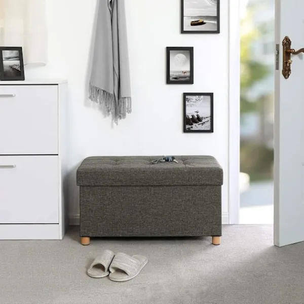 Rootz Living Sittpuffar>Rootz Hocker - Puff - Förvaringsutrymme - Mörkgrå - 76 x 38 x 40