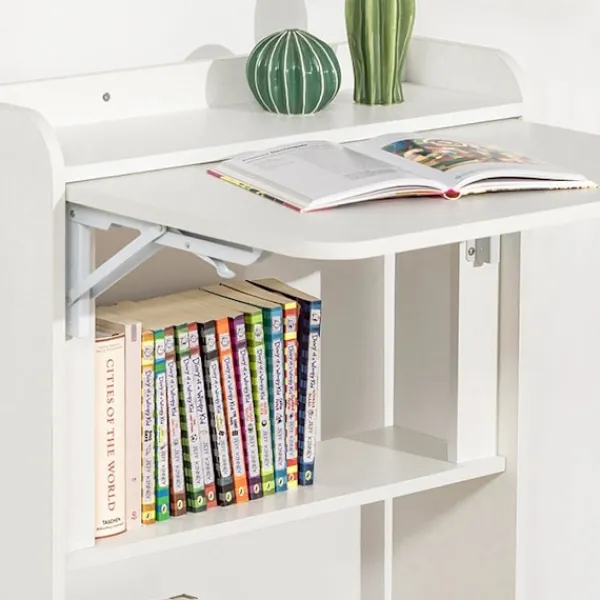 Rootz Living Kontorsmöbler>Rootz hopfällbart skrivbord - Datorbord - Arbetsbord - Multifunktionellt, utrymmesbesparande, säkert låsdesign - Vit - 64cm x 82cm x 58cm