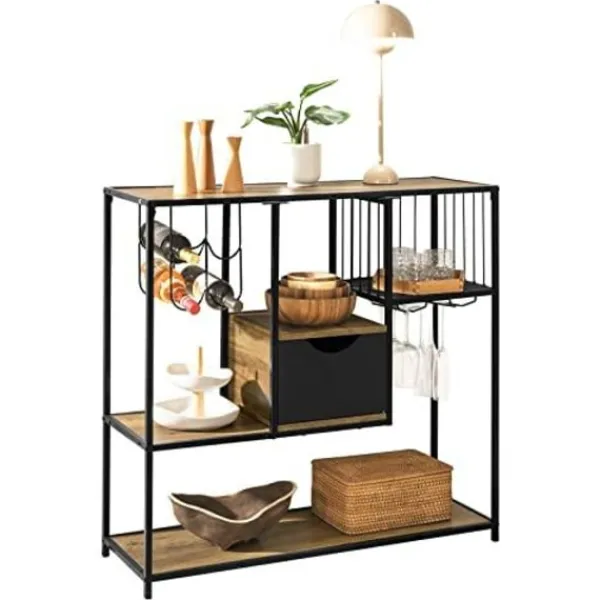 Rootz Living Sideboards>Rootz Industrial Style Kök Matsal Förvaring Hylla Sideboard Sidobord Avslut Bord Vinställ