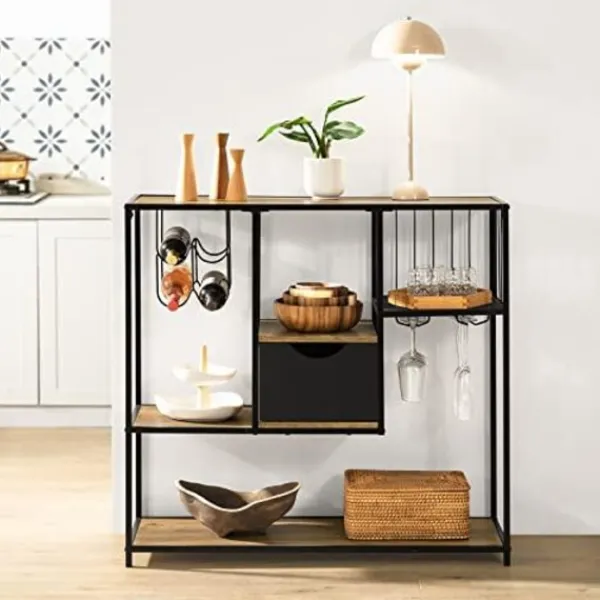 Rootz Living Sideboards>Rootz Industrial Style Kök Matsal Förvaring Hylla Sideboard Sidobord Avslut Bord Vinställ