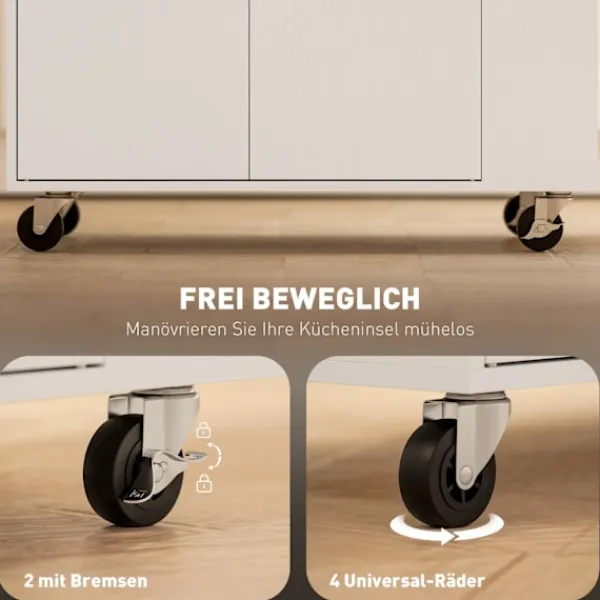 Rootz Living Köksö>Rootz Kitchen Cart with Drawer - Mobile Storage - Versatile Trolley - Justerbara hyllor - 82 x 38 x 86,5 cm - Vit och brunt