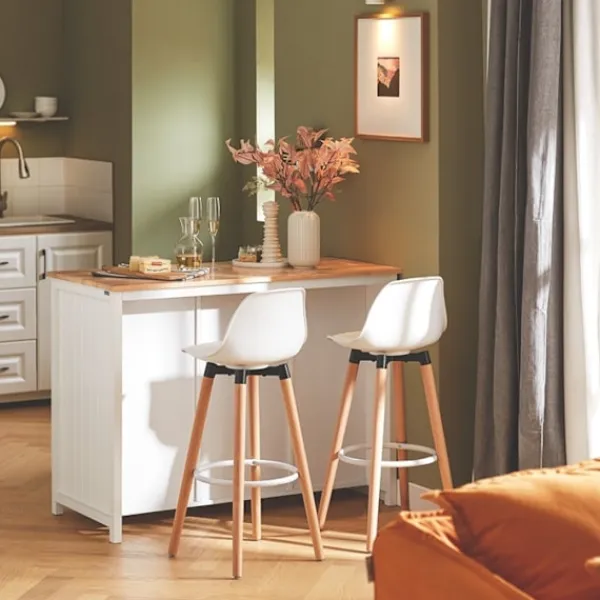 Rootz Living Köksö>Rootz Kitchen Island - Barbord - Beverage Station - Förvaringsskåp - Rubberwood Top - 120cm x 90cm x 56cm