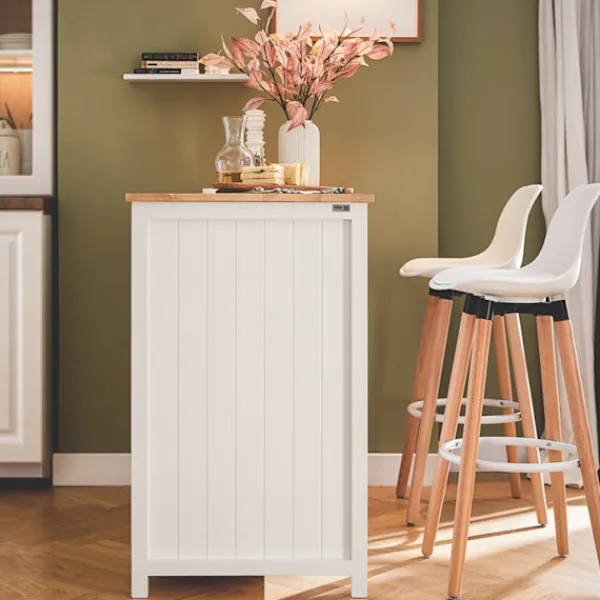 Rootz Living Köksö>Rootz Kitchen Island - Barbord - Beverage Station - Förvaringsskåp - Rubberwood Top - 120cm x 90cm x 56cm