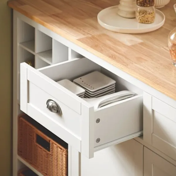 Rootz Living Köksö>Rootz Kitchen Island - Barbord - Beverage Station - Förvaringsskåp - Rubberwood Top - 120cm x 90cm x 56cm