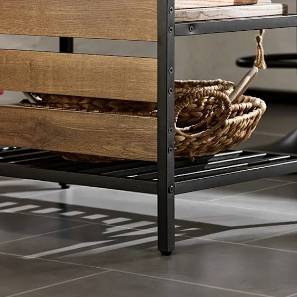 Rootz Living Köksö>Rootz Kitchen Island - Kökshylla - Kommod - Barbord - Vintagestil - Rymlig förvaring med 5 fack & 2 lådor - Robust metallram - Justerbara fötter - Enk | Fyndiq