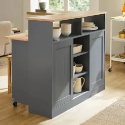Rootz Living Köksö>Rootz Kitchen Island - Skänk med 2 skjutdörrar och vikbar bänksk