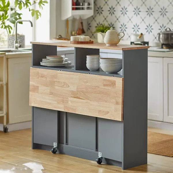 Rootz Living Köksö>Rootz Kitchen Island - Skänk med 2 skjutdörrar och vikbar bänksk