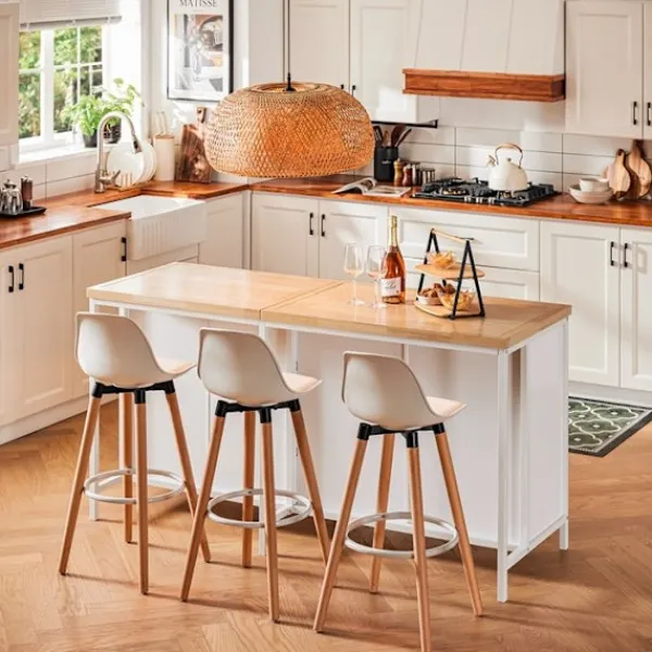 Rootz Living Köksö>Rootz Kitchen Island Förvaringsskåp - Matsalsbuffé - Displayställ - MDF - Metallram - Bordsskiva av gummi - 170cm x 89cm x 60cm
