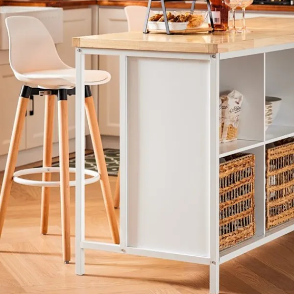 Rootz Living Köksö>Rootz Kitchen Island Förvaringsskåp - Matsalsbuffé - Displayställ - MDF - Metallram - Bordsskiva av gummi - 170cm x 89cm x 60cm
