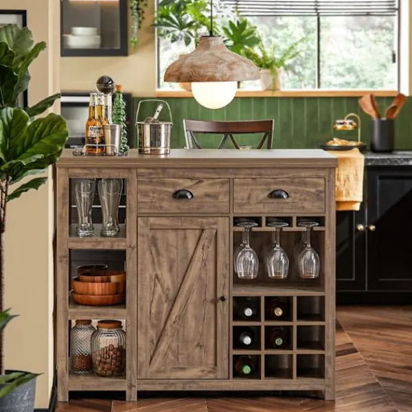 Rootz Living Köksö>Rootz Kitchen Island Skänk - Barbord - Bufféskåp - Vintage industriell design - MDF & PB Material - 110 cm x 95 cm x 55 cm - Förvarings- och vinställs | Fyndiq