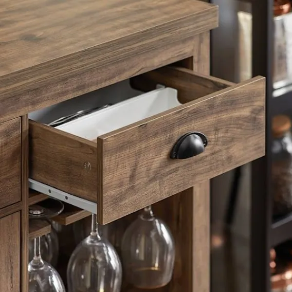 Rootz Living Köksö>Rootz Kitchen Island Skänk - Barbord - Bufféskåp - Vintage industriell design - MDF & PB Material - 110 cm x 95 cm x 55 cm - Förvarings- och vinställs | Fyndiq