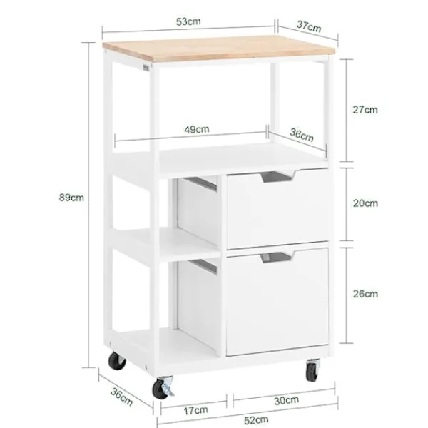 Rootz Living Köksö>Rootz Kitchen Utility Cart - Storage Trolley - Rolling Cart - Easy Mobility - 53x89x37cm