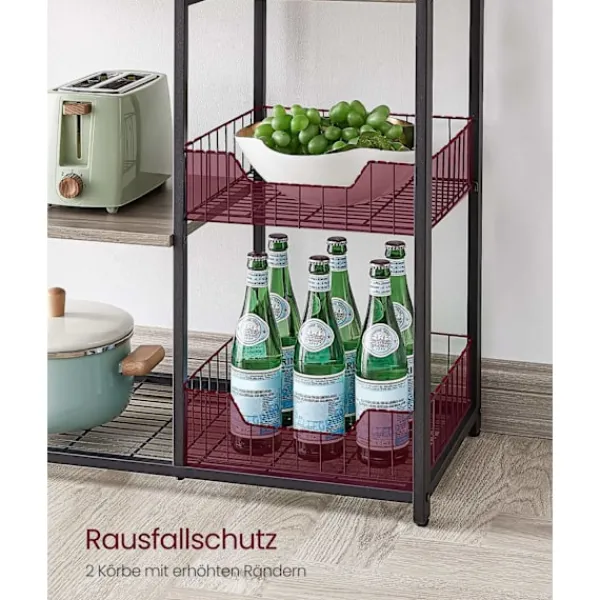 Rootz Living Köksö>Rootz Kökshylla - Organiseringsställ - Förvaringsenhet - Spånskiva stål - Greige Svart - 35cm x 80cm x 95cm - 20kg Kapacitet