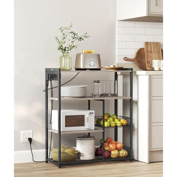 Rootz Living Köksö>Rootz kökshylla Greige fläckigt bläck Svart - Förvaringsställ - Spånskiva - Stål - Organisering - 35cm x 80cm x 93,5cm