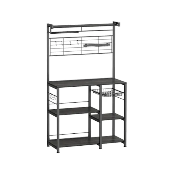 Rootz Living Köksö>Rootz kökshylla med magnetremsa 12 krokar Ebenholtssvart - Spånskiva stål Hållbar förvaring - 42 cm x 90 cm x 167,3 cm