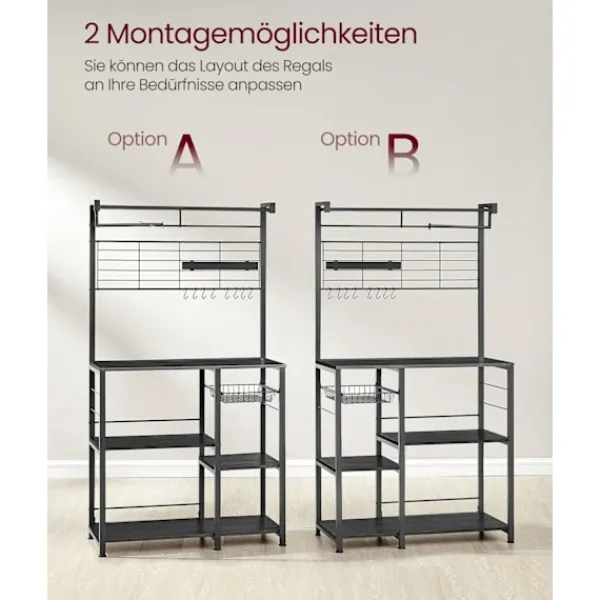 Rootz Living Köksö>Rootz kökshylla med magnetremsa 12 krokar Ebenholtssvart - Spånskiva stål Hållbar förvaring - 42 cm x 90 cm x 167,3 cm