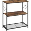 Rootz Living Köksö>Rootz Köksställ - Skänk - Förvaringsställ - 3 hyllor - 6 krokar - Bearbetat trä - Metall - Industriell - 80 x 40 x 90 cm