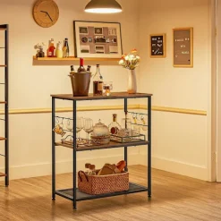 Rootz Living Köksö>Rootz Köksställ - Skänk - Förvaringsställ - 3 hyllor - 6 krokar - Bearbetat trä - Metall - Industriell - 80 x 40 x 90 cm