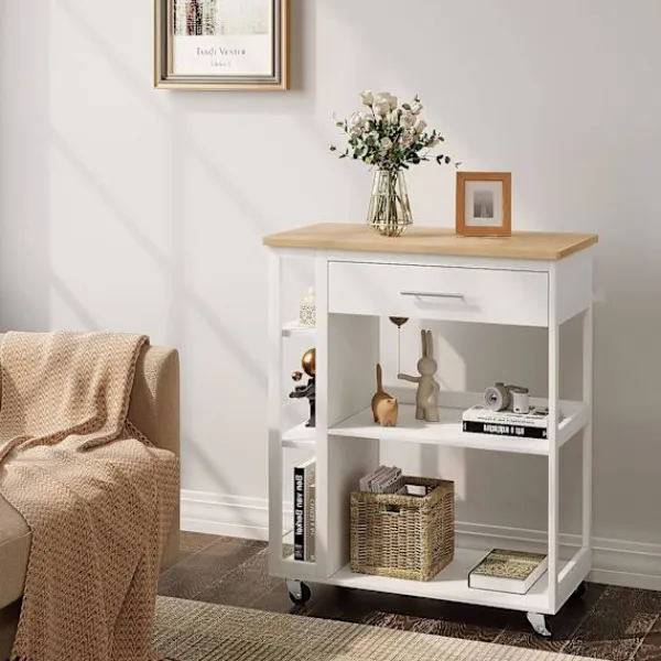 Rootz Living Köksö>Rootz Köksvagn - Rullvagn - Serveringsvagn - Robust MDF - 73cm x 88cm x 38cm