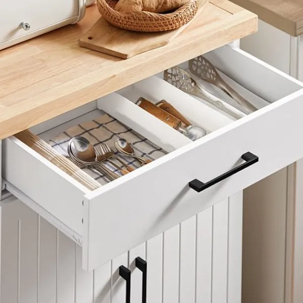 Rootz Living Köksö>Rootz köksvagn - Serveringsvagn - Mobil köksö - Reptålig topp av gummiträ - Justerbara hyllor - Lätt rörlighet med låsbara hjul - 74,5 cm x 91 cm x 45 | Fyndiq