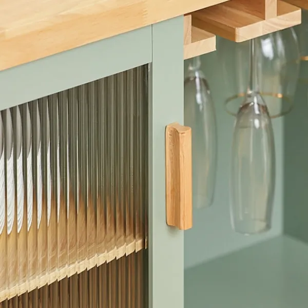 Rootz Living Köksö>Rootz Köksvagn FKW114-GR - Köksö - Skänk - Vinglashållare - Flaskhylla - Slitstark MDF & Bambu - 109cm x 92cm x 40cm