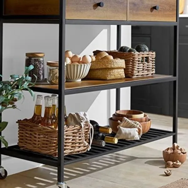 Rootz Living Sideboards>Rootz Köksvagn i industriell vintagestil Köksförvaringsvagn Serveringsvagn med 2 lådor 2 hyllor