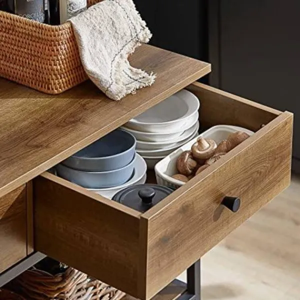Rootz Living Sideboards>Rootz Köksvagn i industriell vintagestil Köksförvaringsvagn Serveringsvagn med 2 lådor 2 hyllor