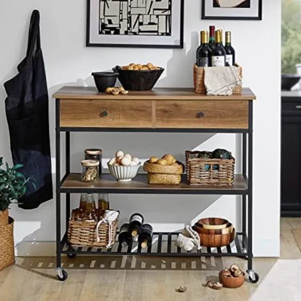 Rootz Living Sideboards>Rootz Köksvagn i industriell vintagestil Köksförvaringsvagn Serveringsvagn med 2 lådor 2 hyllor