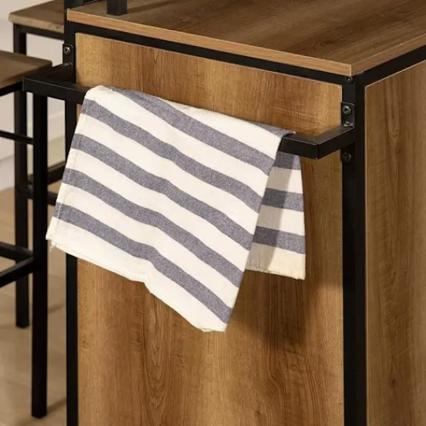 Rootz Living Köksö>Rootz Köksvagn med bänkskiva - Köksö - Mobilt köksskåp - Justerbara hyllor - Mångsidig förvaring - Hållbar PB(E1) och metall - 113cm x 106cm x 69cm