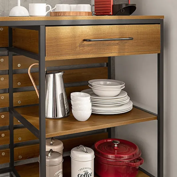 Rootz Living Köksö>Rootz Kommod Kitchen Island - Hallgarderob - Köksskåp - Rymlig förvaring - Robust metallstomme - Justerbara fötter - 120cm x 90cm x 45cm