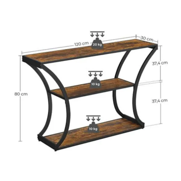Rootz Living Sideboards>Rootz Konsolbord - Skänk - Sidobord - Industriellt - Brun - Svart - Bearbetat trä - Metall - 120 x 30 x 80 cm