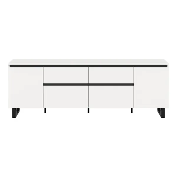 Rootz Living Sideboards>Rootz Lowboard - Media Cabinet - Lagringsenhet - gott om lagring - 188x65x36cm - vit - svart kontrast