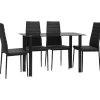 Rootz Living Matgrupper>Rootz Matgrupp - Matbord med 4 stolar - Modern design - Glasbord - konstläder - Svart - 120cm x 60cm x 97cm