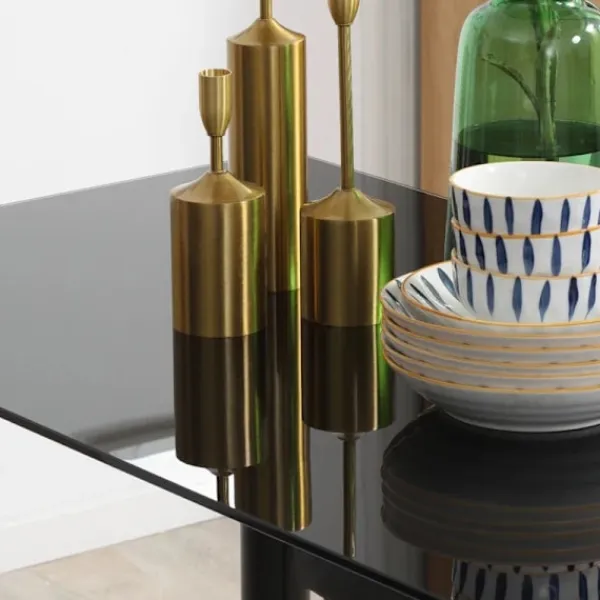 Rootz Living Matgrupper>Rootz Matgrupp - Matbord med 4 stolar - Modern design - Glasbord - konstläder - Svart - 120cm x 60cm x 97cm