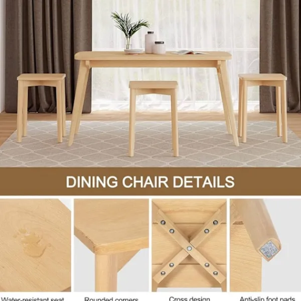 Rootz Living Pallar>Rootz matstolsset i trä - Bokstol - Stapelbar pall - Fuktbeständig - 31cm x 44,5cm x 31cm