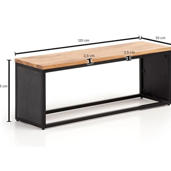 Rootz Living Balkongmöbler>Rootz Modern Design Bänk - Träsits - Paneler med stenutseende - Handgjorda - Kompakt form - Anti-halk fötter - 120 cm x 45 cm x 35 cm