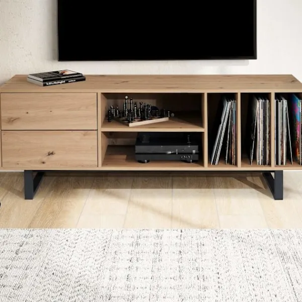 Rootz Living Tv-Bänkar>Rootz Modern TV Bänkskåp - TV-bänk - Ekdekor - Rektangulär förvaring - Rymlig - Organiserad - 150cm x 55cm x 40cm