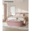 Rootz Living Kistor & Koffertar>Rootz Pink Ottoman Förvaringsbänk - MDF-klädd sits - Linnefinish - Högresiliensskum - 38 cm x 110 cm x 38 cm - 300 kg Kapacitet