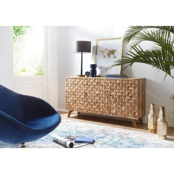 Rootz Living Byråer>Rootz Room Skänk 140x78,5x40 cm Skänk massivträ Acaciaskåp Brun - Byrå i lantlig stil med 3 lådor & 2 dörrar - Hallskåp i äkta trä - Låda byrå massiv | Fyndiq