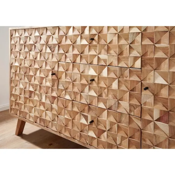 Rootz Living Byråer>Rootz Room Skänk 140x78,5x40 cm Skänk massivträ Acaciaskåp Brun - Byrå i lantlig stil med 3 lådor & 2 dörrar - Hallskåp i äkta trä - Låda byrå massiv | Fyndiq