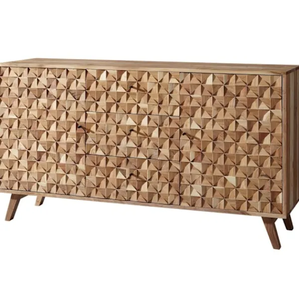 Rootz Living Byråer>Rootz Room Skänk 140x78,5x40 cm Skänk massivträ Acaciaskåp Brun - Byrå i lantlig stil med 3 lådor & 2 dörrar - Hallskåp i äkta trä - Låda byrå massiv | Fyndiq