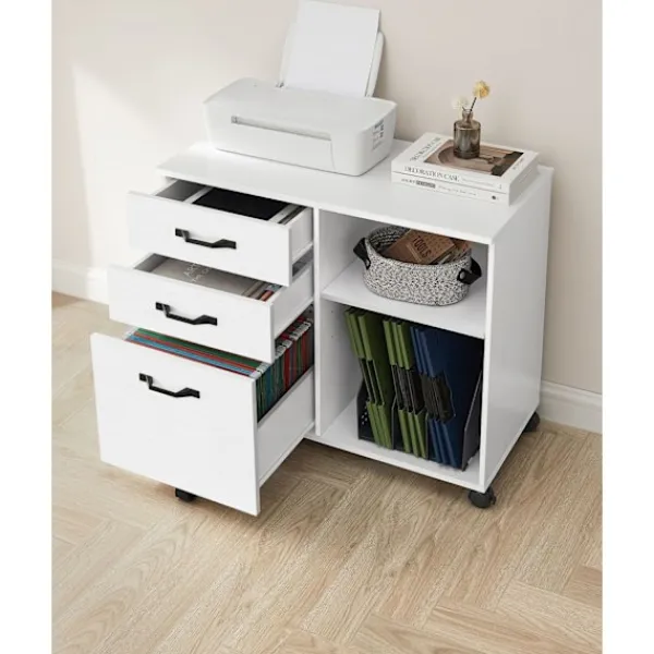 Rootz Living Kontorsmöbler>Rootz rullbehållare med träfiberfinish - Förvaringsvagn - Mobil organisering - Spånskiva och metallkonstruktion - 40 cm x 80 cm x 66 cm - 22,2 kg Vikt | Fyndiq