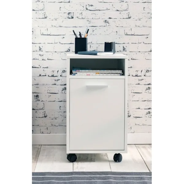 Rootz Living Kontorsmöbler>Rootz rullcontainer vit 33x60x38cm lådskåp kontorscontainer - Skrivbordsbehållare med dörr & bricka - Kontorsbehållare sidobehållare med hjul - Liten | Fyndiq
