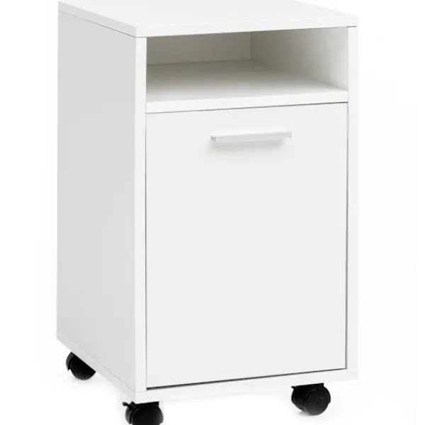 Rootz Living Kontorsmöbler>Rootz rullcontainer vit 33x60x38cm lådskåp kontorscontainer - Skrivbordsbehållare med dörr & bricka - Kontorsbehållare sidobehållare med hjul - Liten | Fyndiq